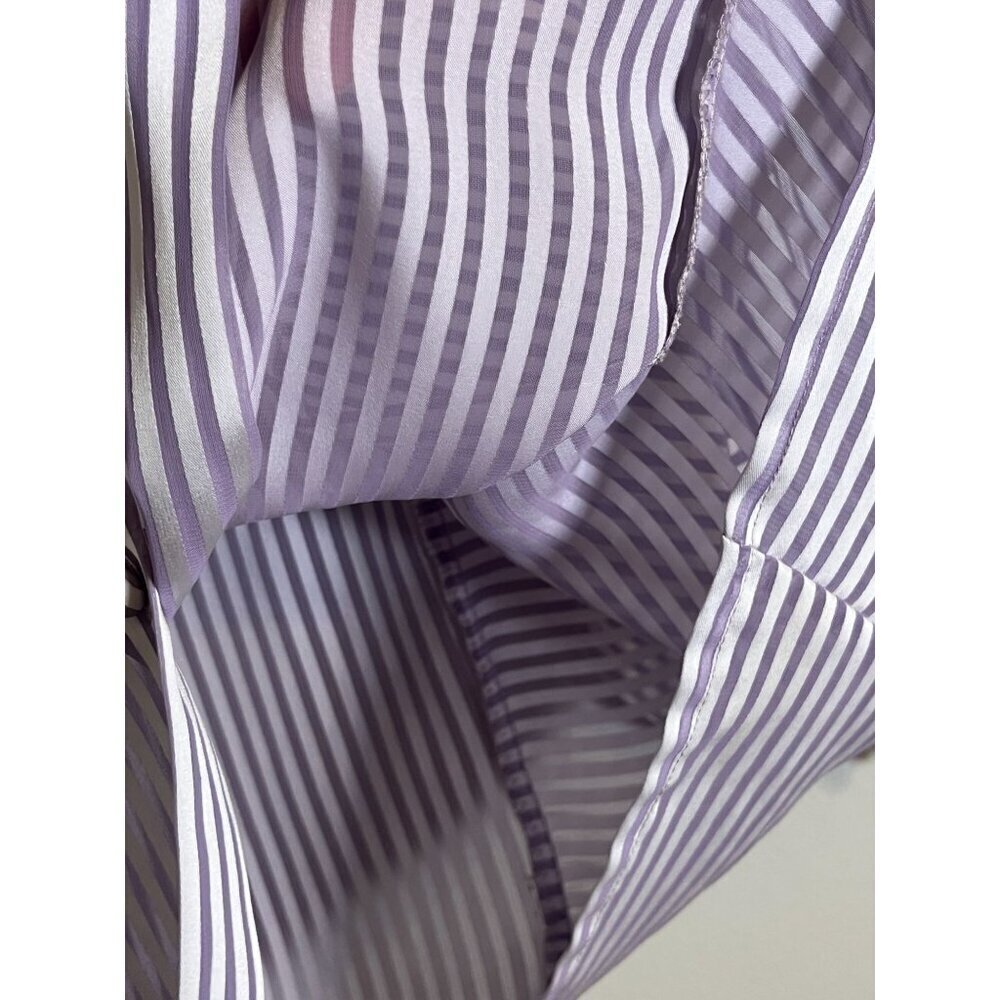 Retro Striped Blouse 10 Purple Classic Old Money Preppy Chic Artsy Boho Glam 80s - Picture 10 of 11